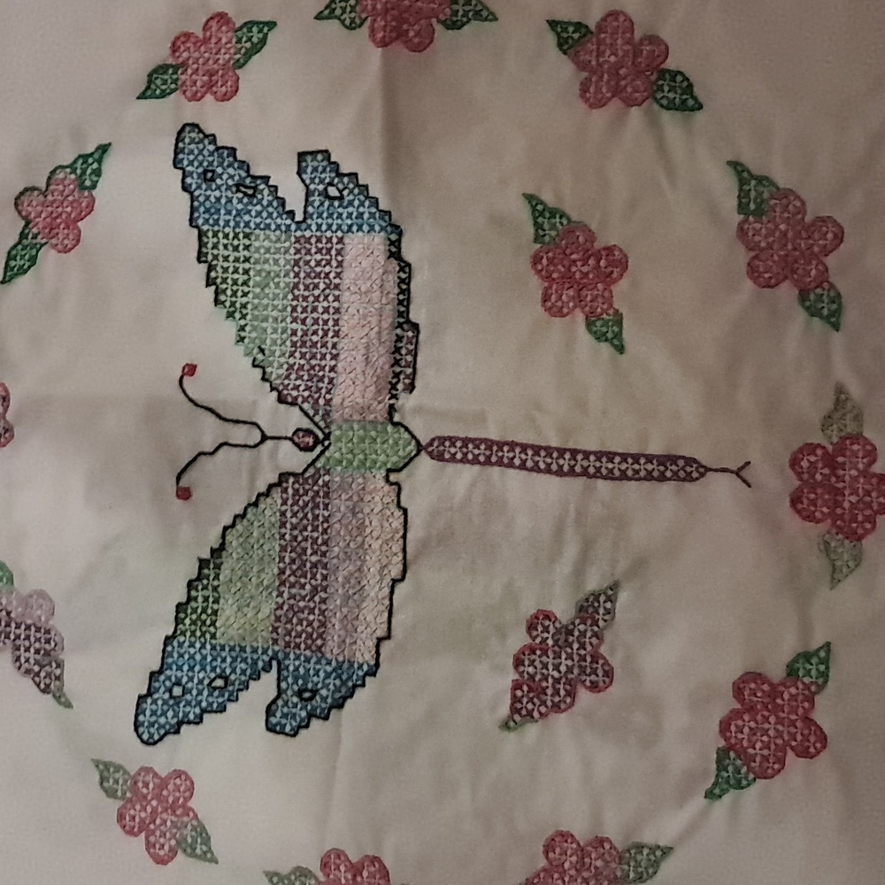 Hand embroidered quilt square